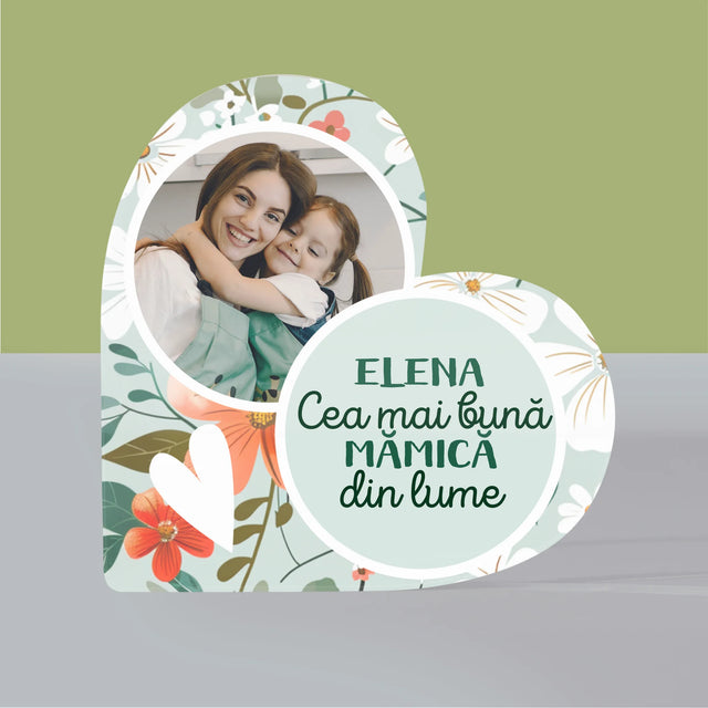 Fotografie și legendă: Cele mai bune flori pentru mame - Inimă din bloc acrilic | RO