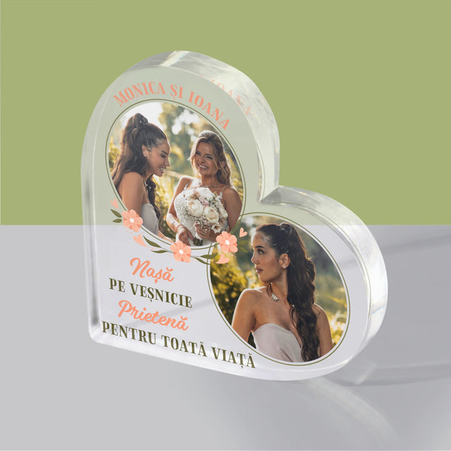 Fotografie și semnătură: Martor pentru o zi - Inimă din bloc acrilic | RO