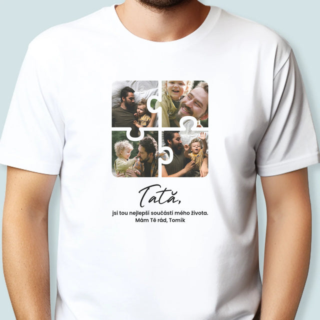 Colaj De Fotografii: Puzzle Fotografie Pentru Tata - Tricou Pentru Bărbați