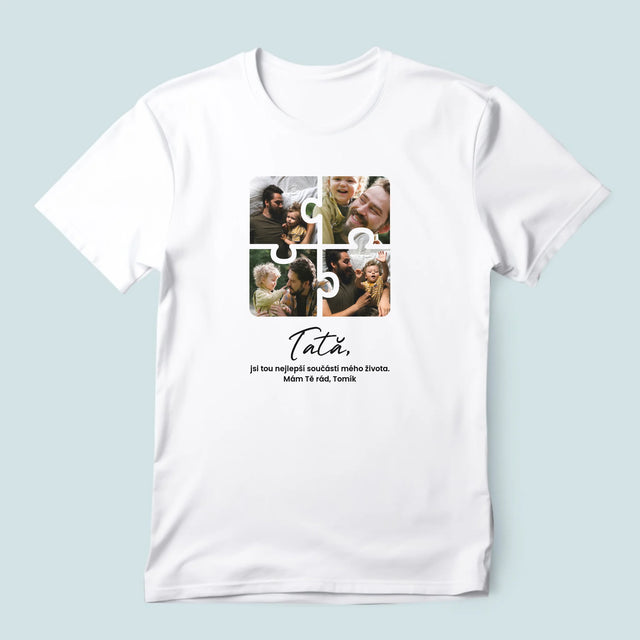 Colaj De Fotografii: Puzzle Fotografie Pentru Tata - Tricou Pentru Bărbați