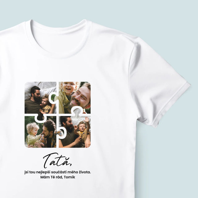 Colaj De Fotografii: Puzzle Fotografie Pentru Tata - Tricou Pentru Bărbați