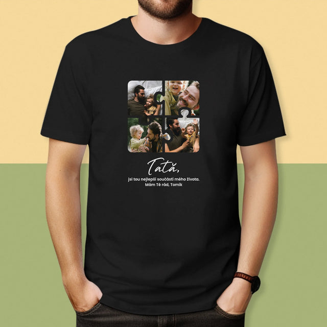 Colaj De Fotografii: Puzzle Fotografie Pentru Tata - Tricou Pentru Bărbați