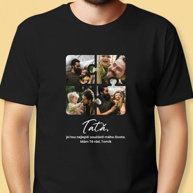 Colaj De Fotografii: Puzzle Fotografie Pentru Tata - Tricou Pentru Bărbați