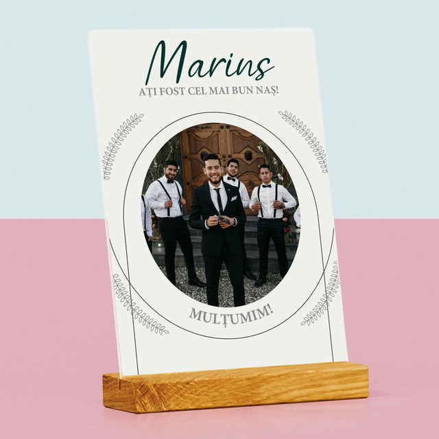 Fotografie Si Semnătură: Ați Fost Cel Mai Bun Naș - Imprimare Pe Sticlă Acrilică (Verticală)