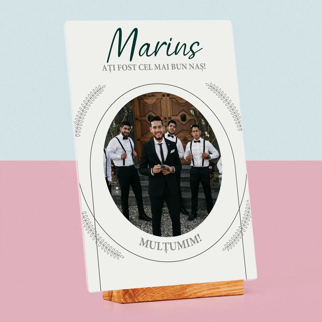 Fotografie Si Semnătură: Ați Fost Cel Mai Bun Naș - Imprimare Pe Sticlă Acrilică (Verticală)