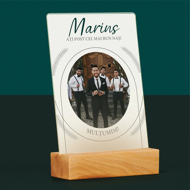 Fotografie Si Semnătură: Ați Fost Cel Mai Bun Naș - Imprimare Pe Sticlă Acrilică (Verticală)