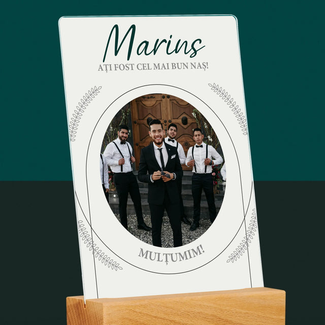 Fotografie Si Semnătură: Ați Fost Cel Mai Bun Naș - Imprimare Pe Sticlă Acrilică (Verticală)