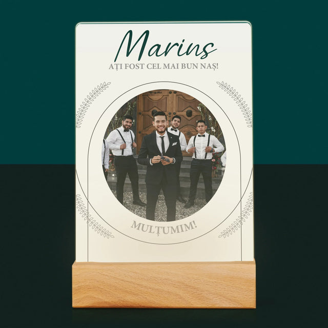 Fotografie Si Semnătură: Ați Fost Cel Mai Bun Naș - Imprimare Pe Sticlă Acrilică (Verticală)