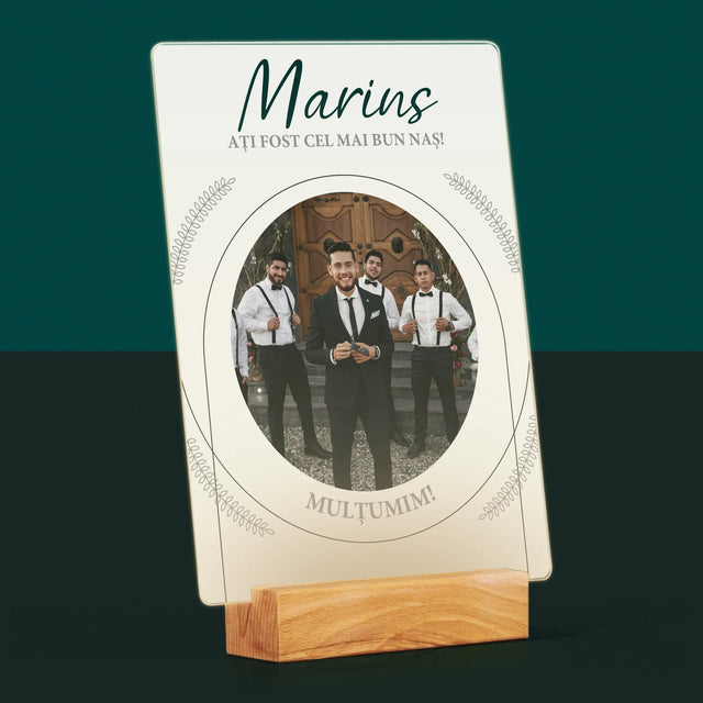 Fotografie Si Semnătură: Ați Fost Cel Mai Bun Naș - Imprimare Pe Sticlă Acrilică (Verticală)