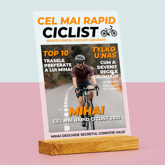 Copertă Derevistă: Cel Mai Rapid Biciclist - Imprimare Pe Sticlă Acrilică (Verticală)