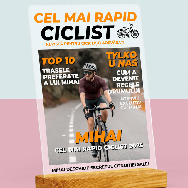 Copertă Derevistă: Cel Mai Rapid Biciclist - Imprimare Pe Sticlă Acrilică (Verticală)