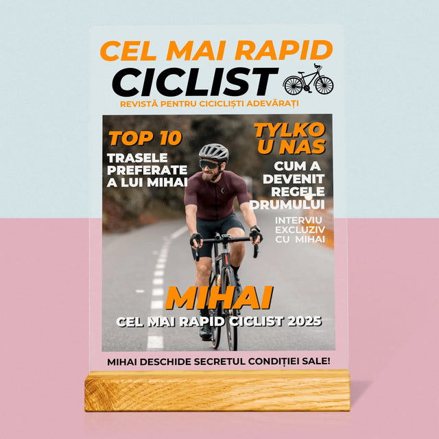 Copertă Derevistă: Cel Mai Rapid Biciclist - Imprimare Pe Sticlă Acrilică (Verticală)