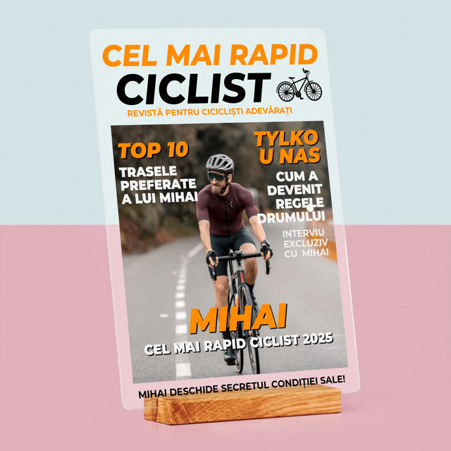 Copertă Derevistă: Cel Mai Rapid Biciclist - Imprimare Pe Sticlă Acrilică (Verticală)