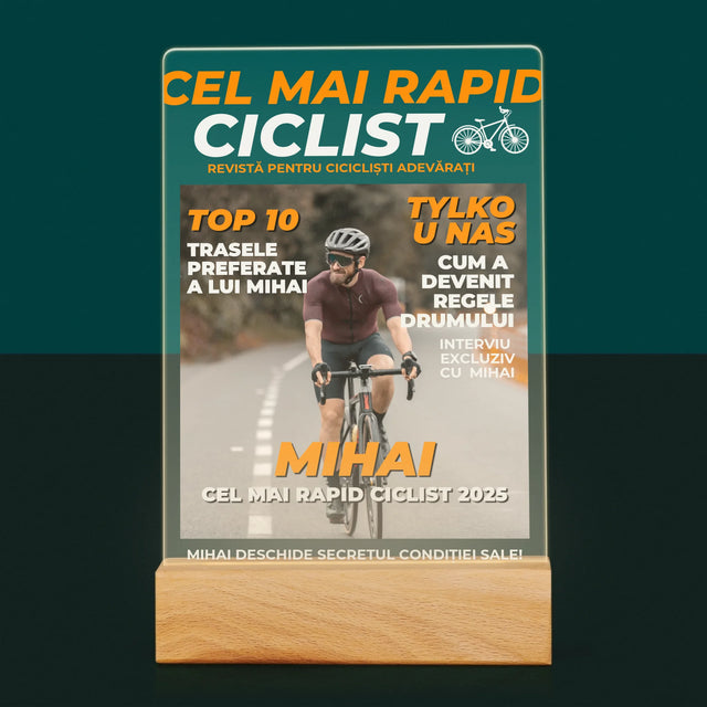 Copertă Derevistă: Cel Mai Rapid Biciclist - Imprimare Pe Sticlă Acrilică (Verticală)