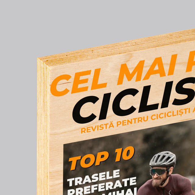 Copertă Derevistă: Cel Mai Rapid Biciclist - Imprimare Pe Lemn ( Verticală)