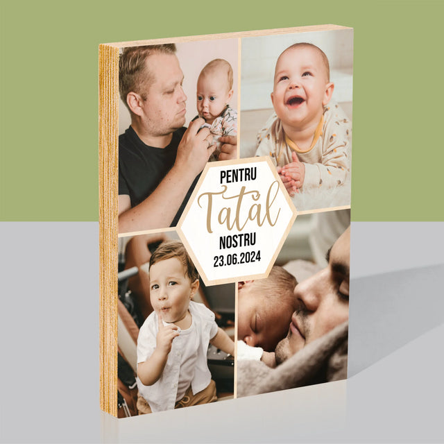 Colaj De Fotografii: Pentru Tatăl Nostru - Imprimare Pe Lemn ( Verticală)
