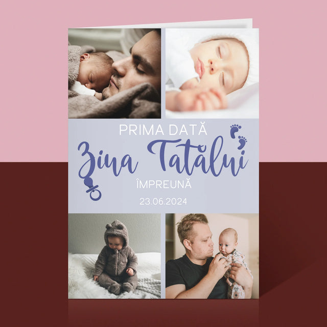Colaj De Fotografii: Prima Zi A Tatălui - Card Cu Felicitări