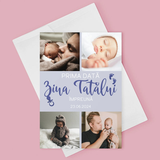 Colaj De Fotografii: Prima Zi A Tatălui - Card Cu Felicitări