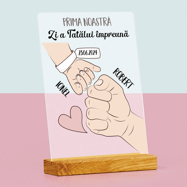 Numele Și Semnătura: Prima Zi A Tatălui Împreună - Imprimare Pe Sticlă Acrilică (Verticală)
