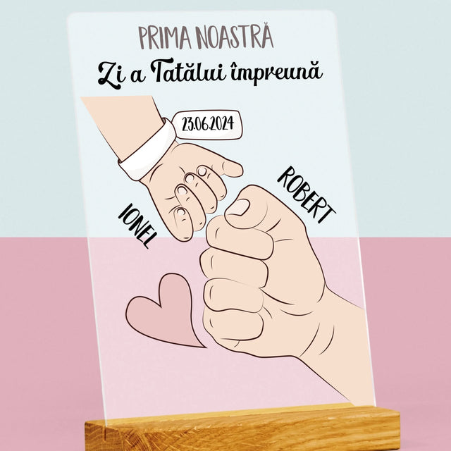 Numele Și Semnătura: Prima Zi A Tatălui Împreună - Imprimare Pe Sticlă Acrilică (Verticală)