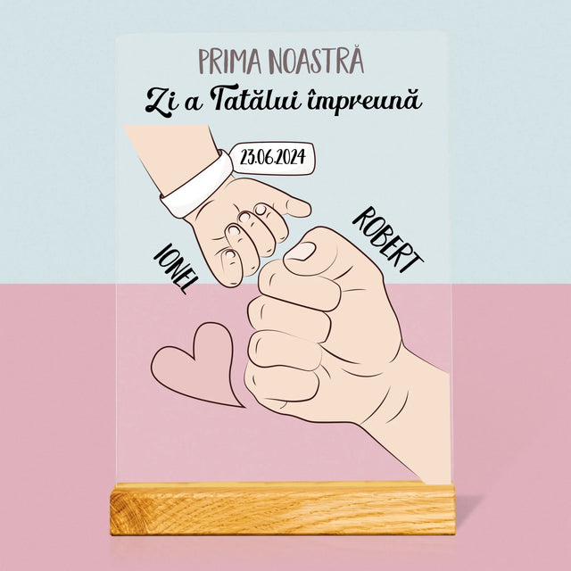 Numele Și Semnătura: Prima Zi A Tatălui Împreună - Imprimare Pe Sticlă Acrilică (Verticală)
