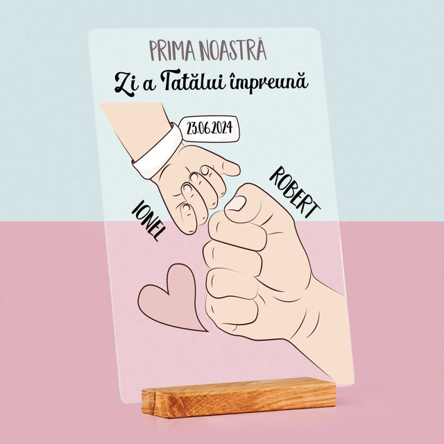 Numele Și Semnătura: Prima Zi A Tatălui Împreună - Imprimare Pe Sticlă Acrilică (Verticală)