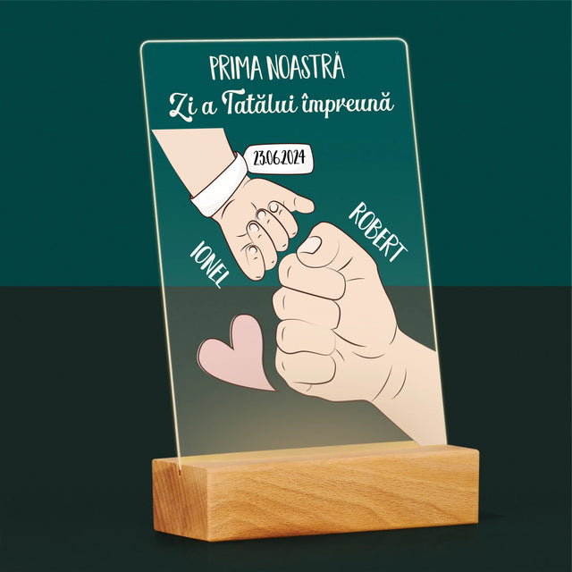 Numele Și Semnătura: Prima Zi A Tatălui Împreună - Imprimare Pe Sticlă Acrilică (Verticală)