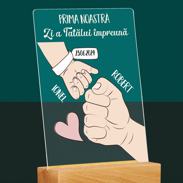 Numele Și Semnătura: Prima Zi A Tatălui Împreună - Imprimare Pe Sticlă Acrilică (Verticală)