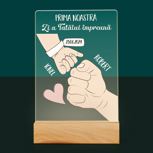 Numele Și Semnătura: Prima Zi A Tatălui Împreună - Imprimare Pe Sticlă Acrilică (Verticală)