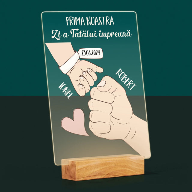 Numele Și Semnătura: Prima Zi A Tatălui Împreună - Imprimare Pe Sticlă Acrilică (Verticală)