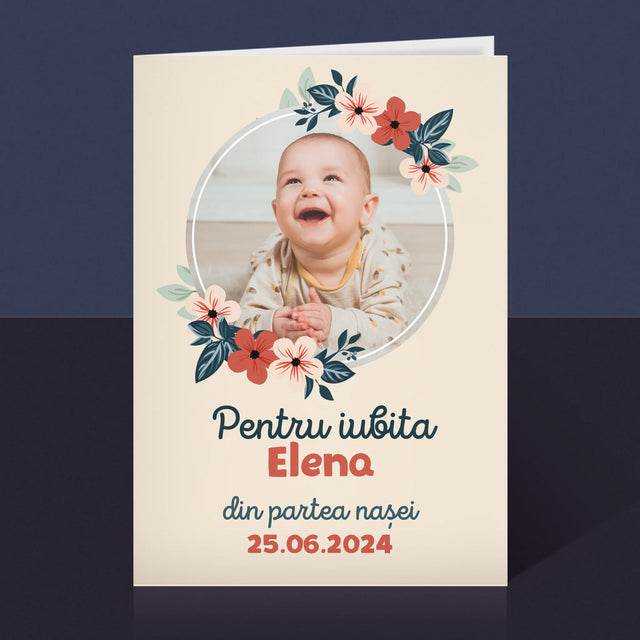 Fotografie Si Semnătură: Pentru Copil Din Partea Nașilor - Card Cu Felicitări