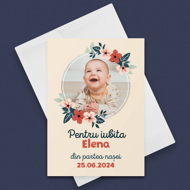 Fotografie Si Semnătură: Pentru Copil Din Partea Nașilor - Card Cu Felicitări