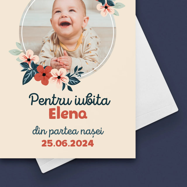 Fotografie Si Semnătură: Pentru Copil Din Partea Nașilor - Card Cu Felicitări