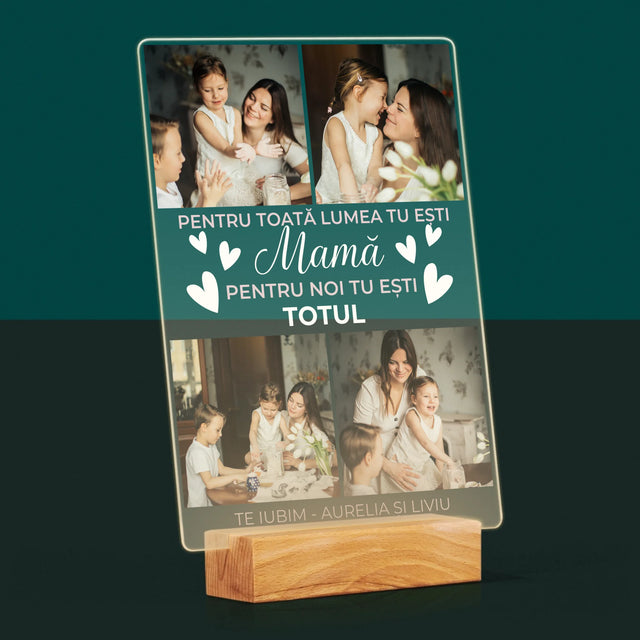 Colaj De Fotografii: Mamă Ești Totul - Imprimare Pe Sticlă Acrilică (Verticală)