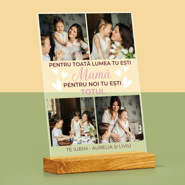 Colaj De Fotografii: Mamă Ești Totul - Imprimare Pe Sticlă Acrilică (Verticală)