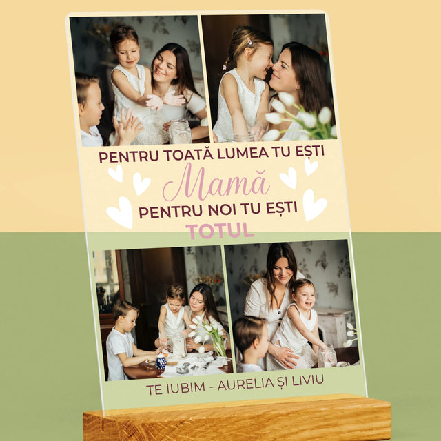 Colaj De Fotografii: Mamă Ești Totul - Imprimare Pe Sticlă Acrilică (Verticală)