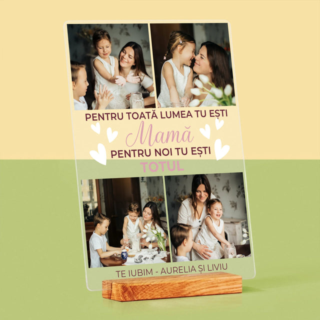 Colaj De Fotografii: Mamă Ești Totul - Imprimare Pe Sticlă Acrilică (Verticală)