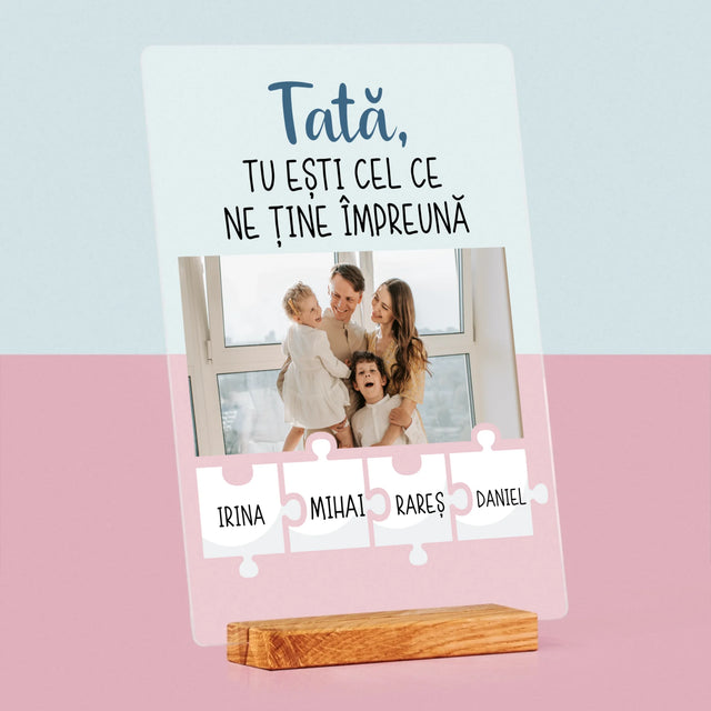 Fotografie Si Semnătură: Tată, Tu Ești Cel Care Ne Ține Împreună - Imprimare Pe Sticlă Acrilică (Verticală)