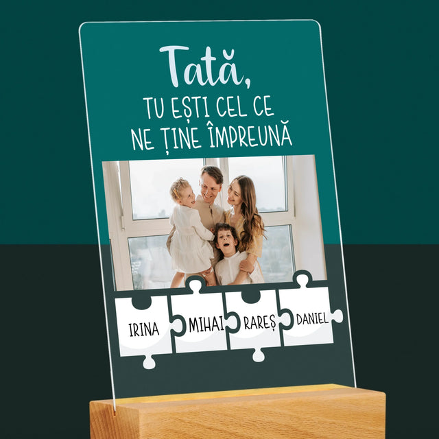 Fotografie Si Semnătură: Tată, Tu Ești Cel Care Ne Ține Împreună - Imprimare Pe Sticlă Acrilică (Verticală)