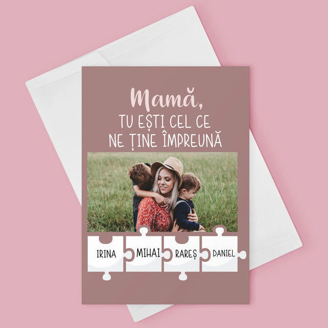 Fotografie Si Semnătură: Mamă, Tu Ești Ceea Care Ne Ține Împreună - Card Cu Felicitări