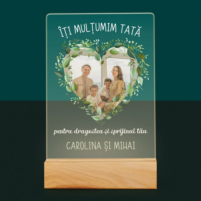 Fotografie Si Semnătură: Mulțumim Tată - Imprimare Pe Sticlă Acrilică (Verticală)