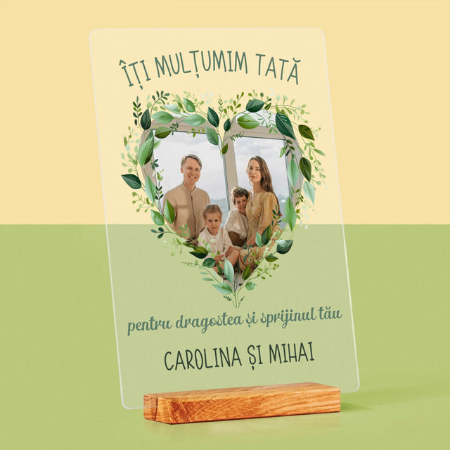 Fotografie Si Semnătură: Mulțumim Tată - Imprimare Pe Sticlă Acrilică (Verticală)