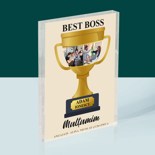 Colaj De Fotografii: Cupa Best Boss - Bloc Acrilic