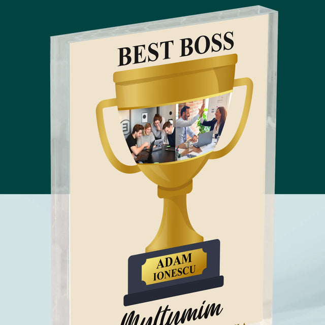 Colaj De Fotografii: Cupa Best Boss - Bloc Acrilic