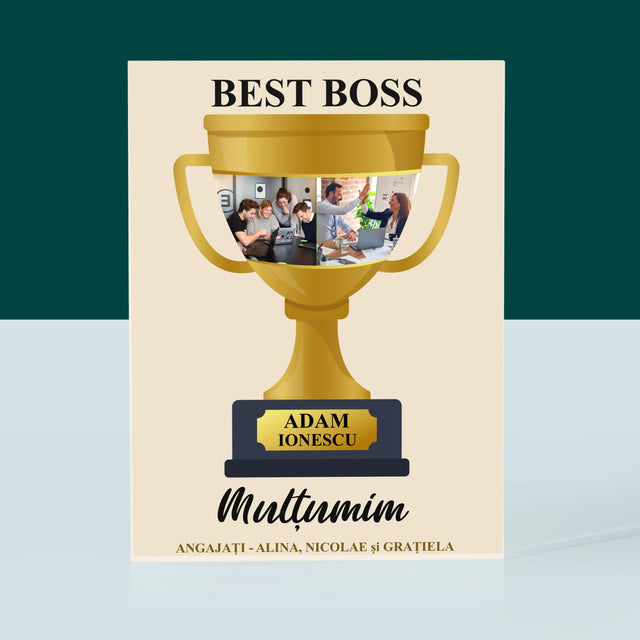 Colaj De Fotografii: Cupa Best Boss - Bloc Acrilic