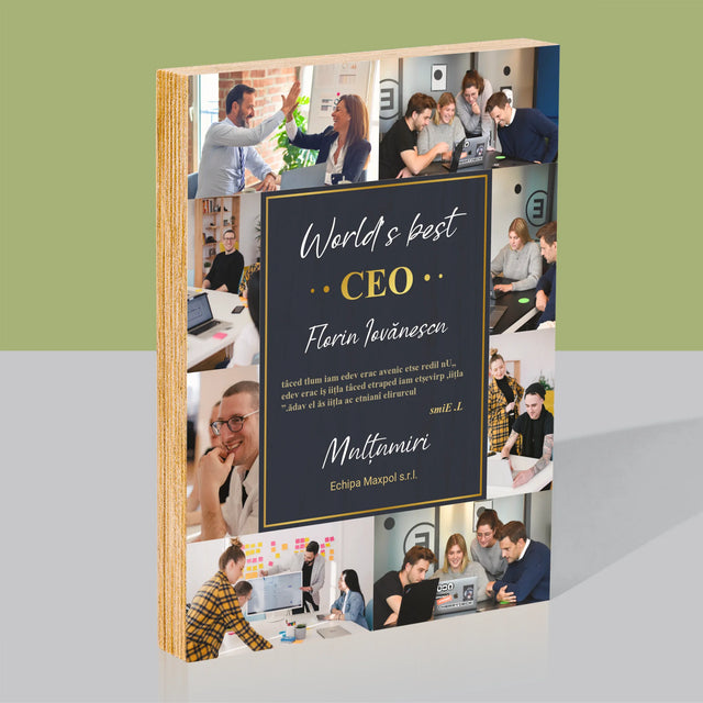 Colaj De Fotografii: World’S Best Ceo - Imprimare Pe Lemn ( Verticală)