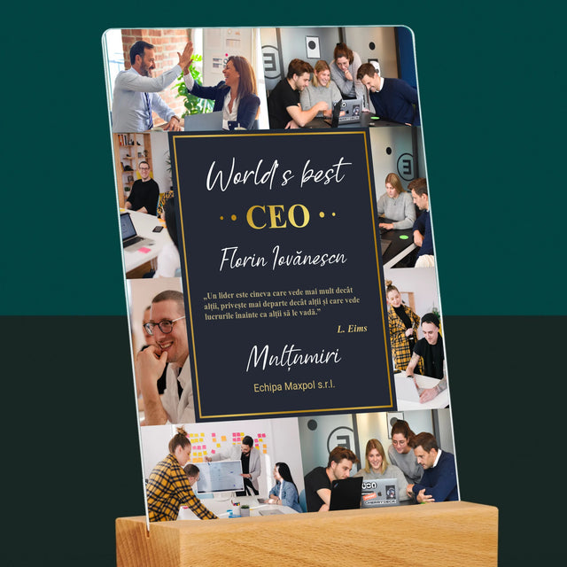 Colaj De Fotografii: World’S Best Ceo - Imprimare Pe Sticlă Acrilică (Verticală)