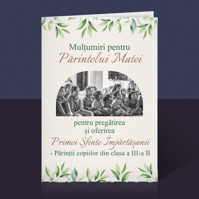 Fotografie Si Semnătură: Mulțumiri Pentru Prima Comuniune - Card Cu Felicitări