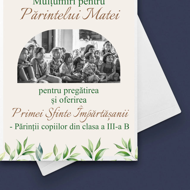 Fotografie Si Semnătură: Mulțumiri Pentru Prima Comuniune - Card Cu Felicitări