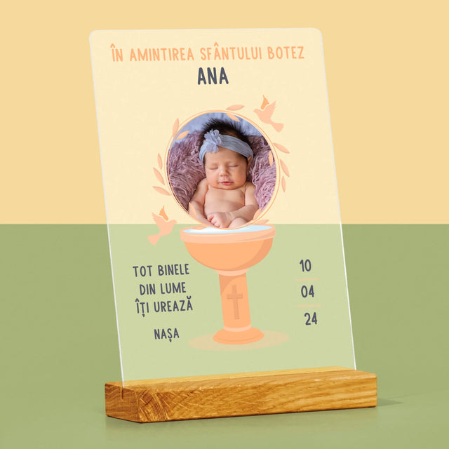 Fotografie Si Semnătură: În Amintirea Sfântului Botez - Imprimare Pe Sticlă Acrilică (Verticală)
